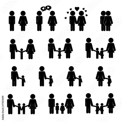 Family life icon set