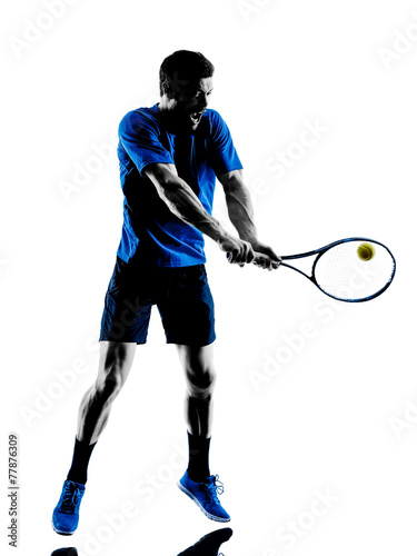 man silhouette playing tennis player © snaptitude