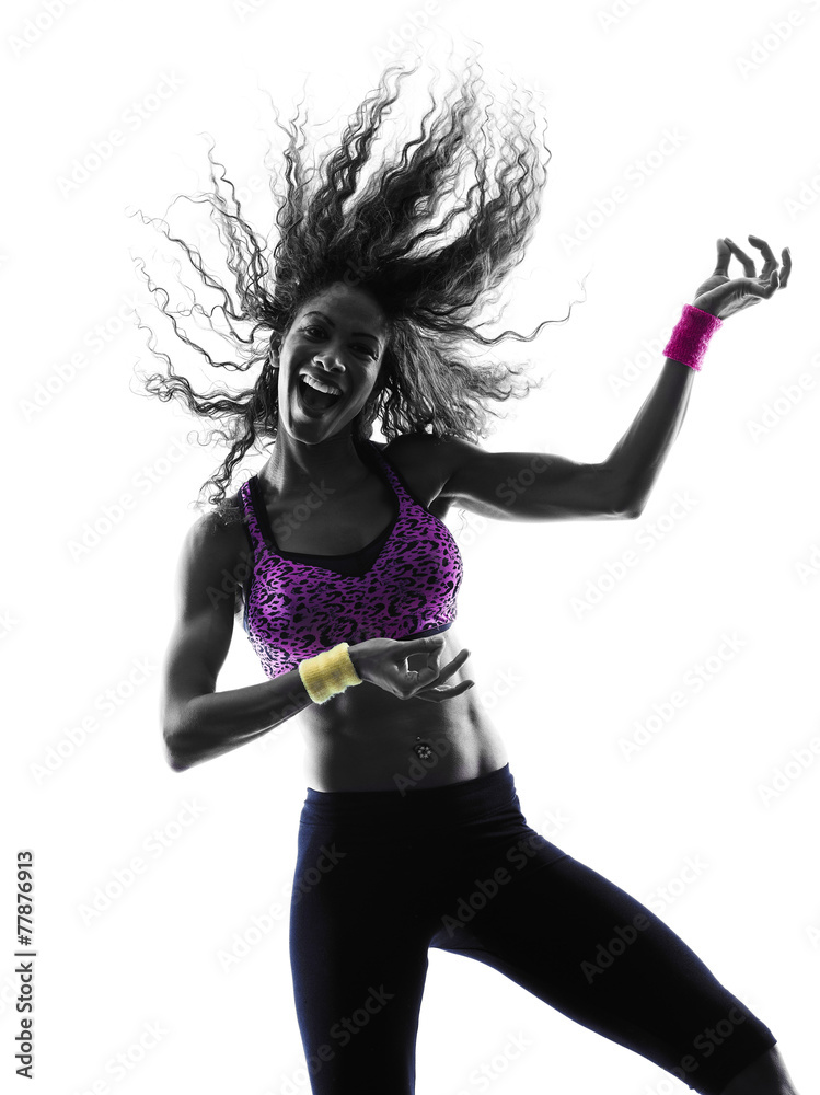 woman zumba dancer dancing exercises silhouette