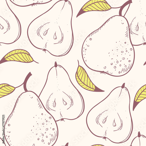 Stylized yellow pear seamless pattern