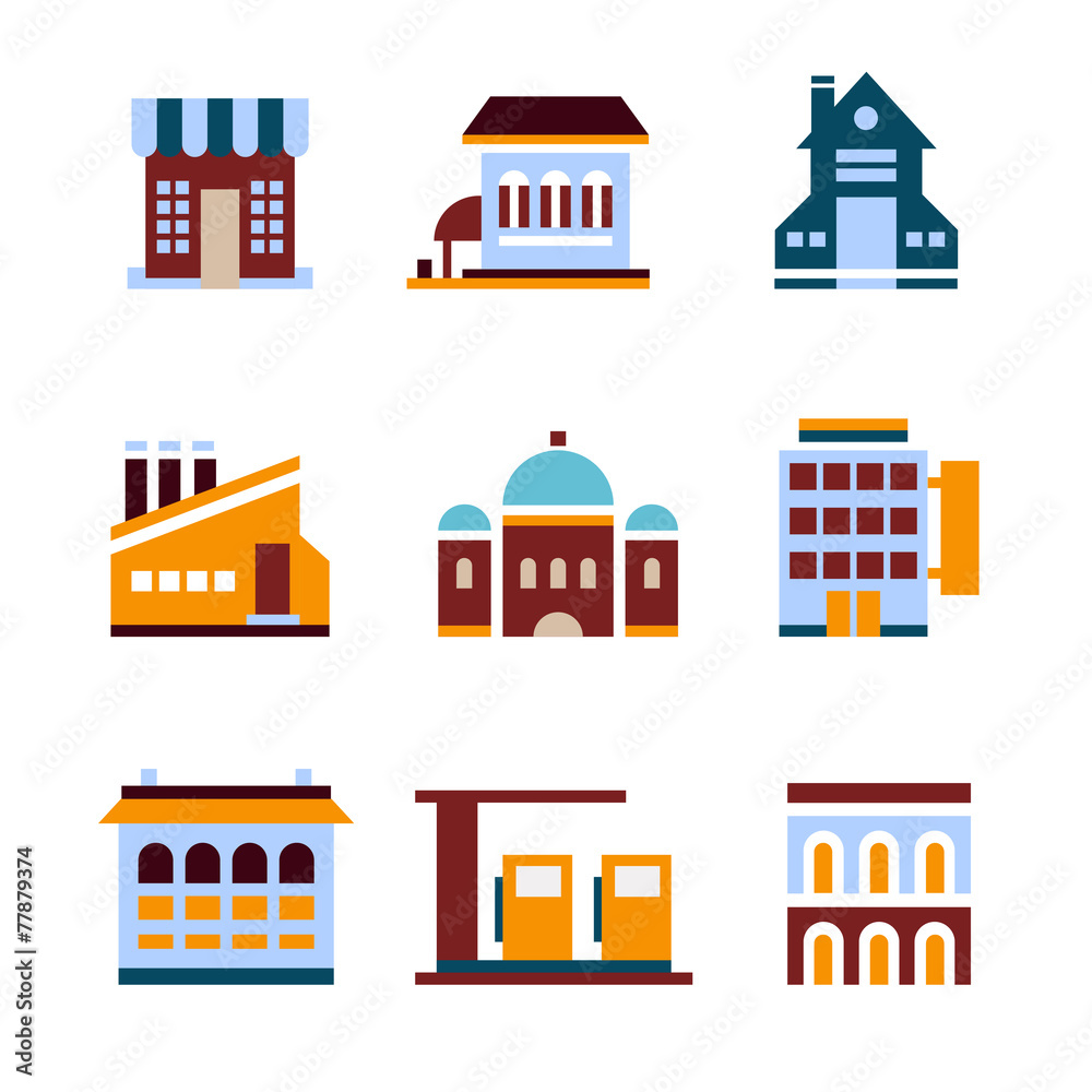 Building icon set. Abstract architecture