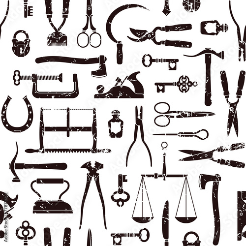 Vintage Tools And Instruments seamless pattern