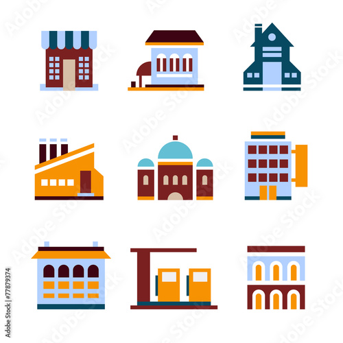 Building icon set. Abstract architecture