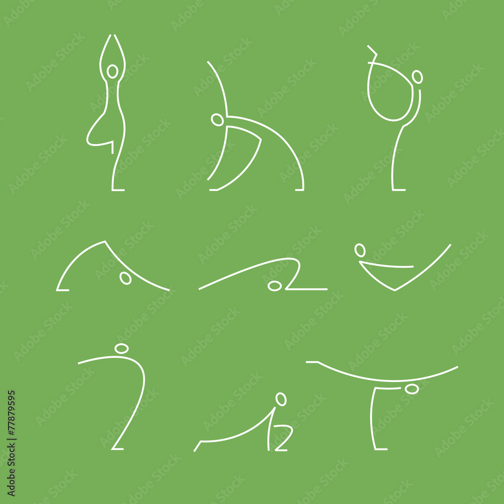 Obraz premium yoga, pilates big set of vector symbols