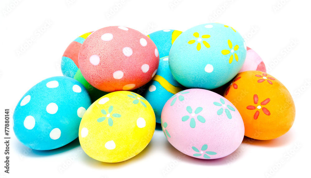 Colorful handmade easter eggs isolated