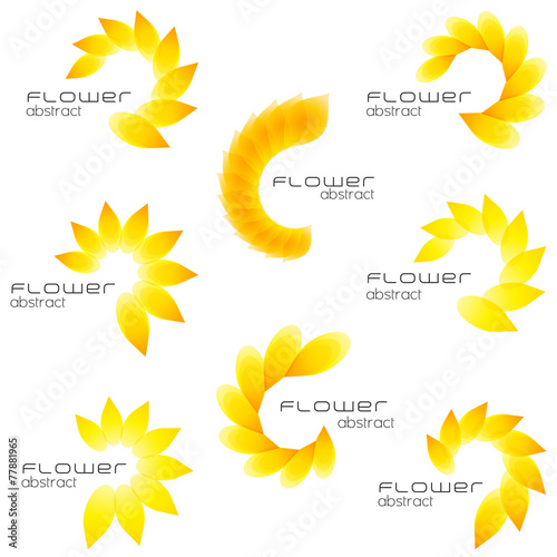 Beautiful summer flower icon set, abstract flower shapes