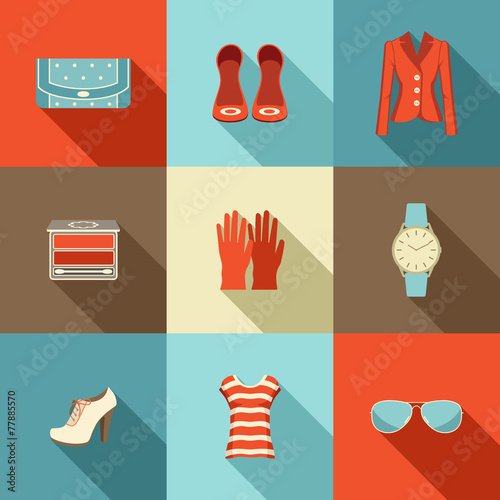 Fashion set in a style flat design.