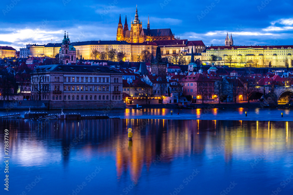 Prague Castle over Vltava River-Prague,Czech Rep.