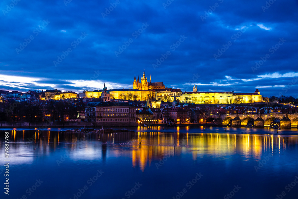 Prague Castle and Charles Bridge-Prague,Czech Rep.