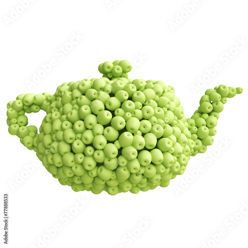 Teapot of green apples