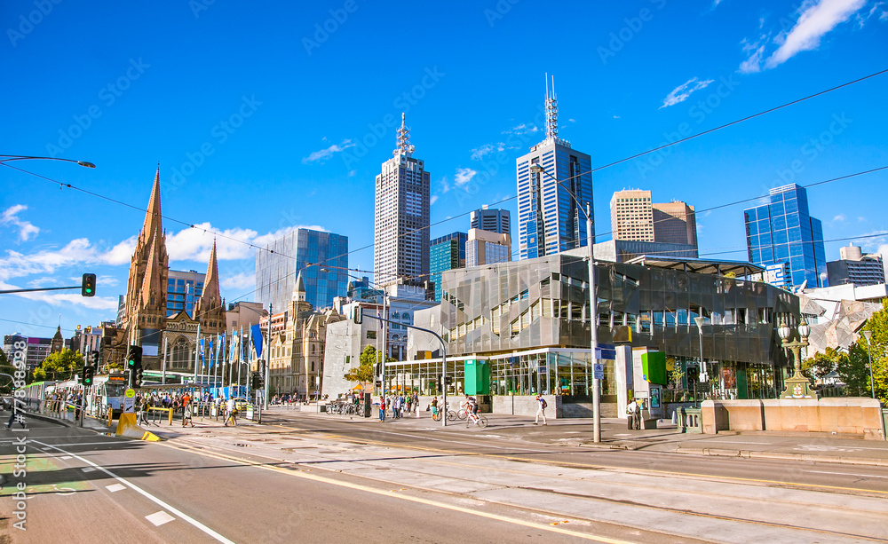 Naklejka premium Federation Square w Melbourne w Australii.