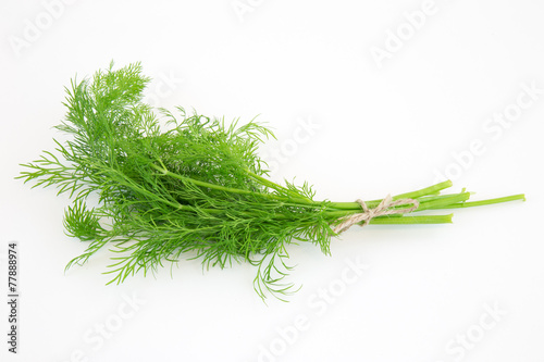 Dill pack with a rope bow isolated on a white background