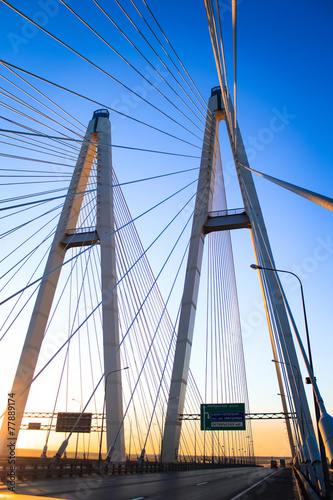 Cable-stayed bridge in the morning