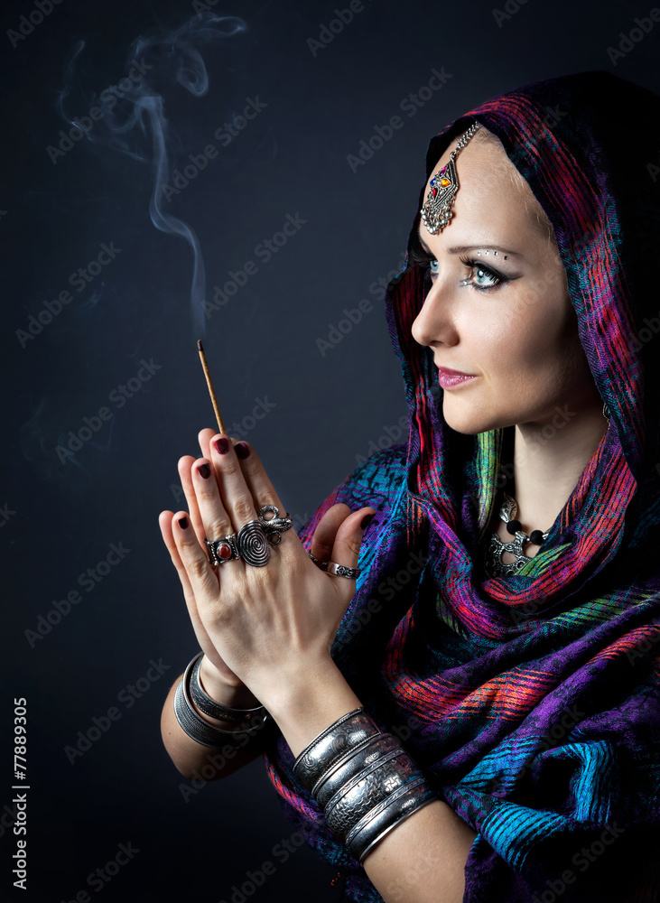 Fototapeta premium Woman with incense