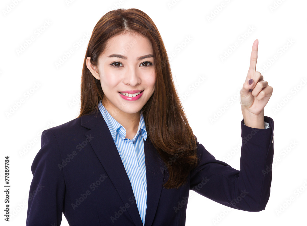 Businesswoman with finger point up Businesswoman with finger point up