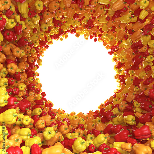 Fototapeta Naklejka Na Ścianę i Meble -  Circular tunnel of yellow, red and orange peppers