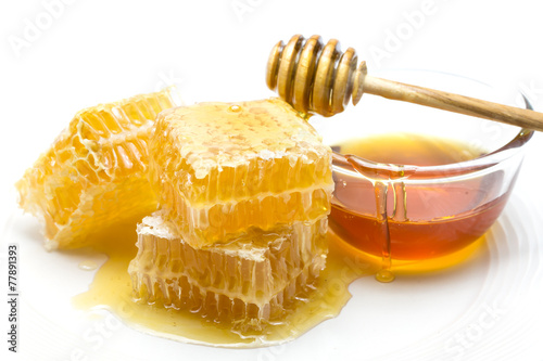 Honeycomb on white background