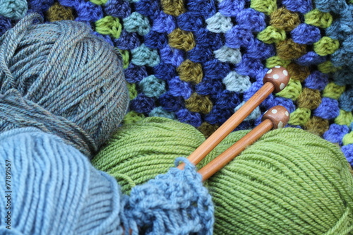Blue and Green Yarn Crafts