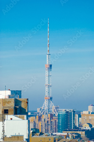 far view on the TV tower in Kiev. Ukraine