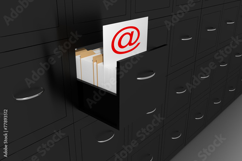 opened black file cabinet white document at sign illustration photo