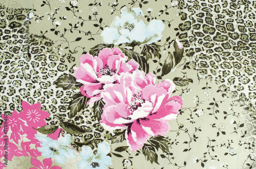 Floral cheetah pattern fabric.Brown leopard pattern with roses. Floral cheetah pattern fabric.Brown leopard pattern with roses.