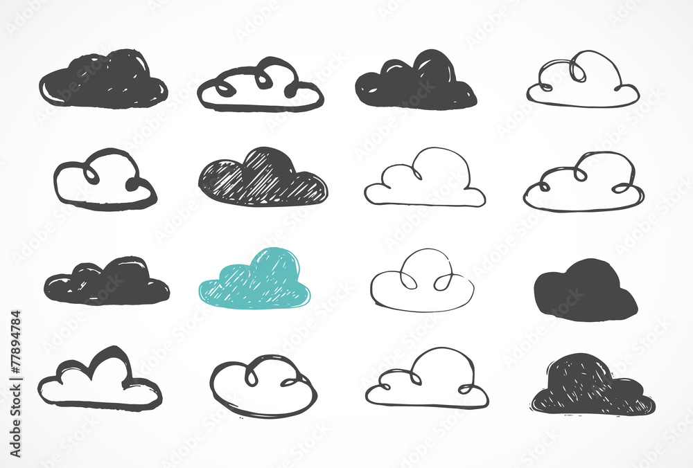 Vector hand drawing clouds icons