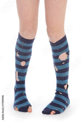 Obraz na plátně fille avec chaussette trouée
