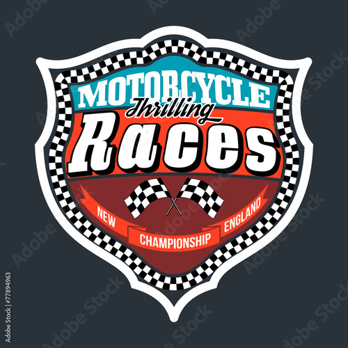 Motorcycle Thrilling Races Badge, T-shirt Typography Graphics De