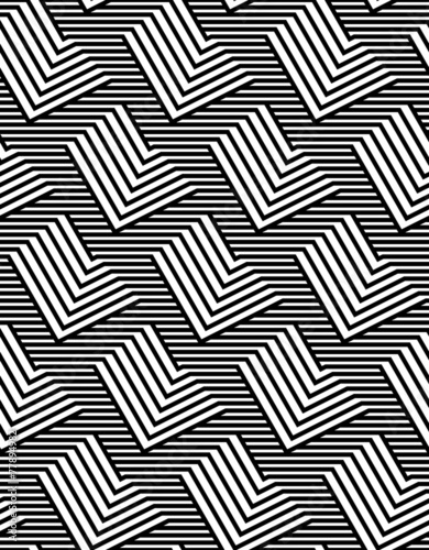 Op Art Design, Zig Zag Striped Vector Seamless Pattern