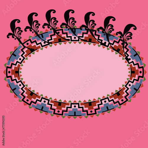 abstract colorful ellipse with space for text on pink background photo