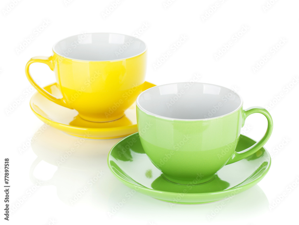 Set of colorful cups