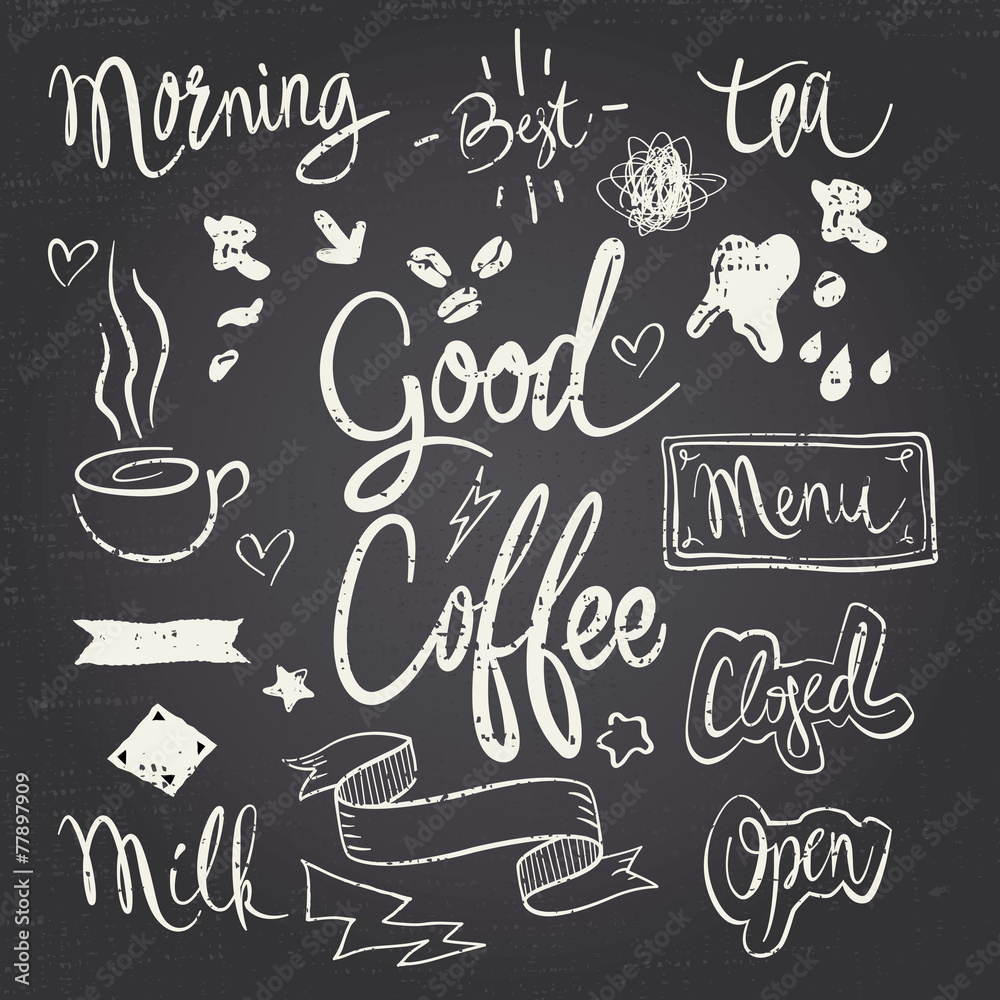 Set of elements for a cafe. Illustration. Set of elements for a cafe. Illustration.