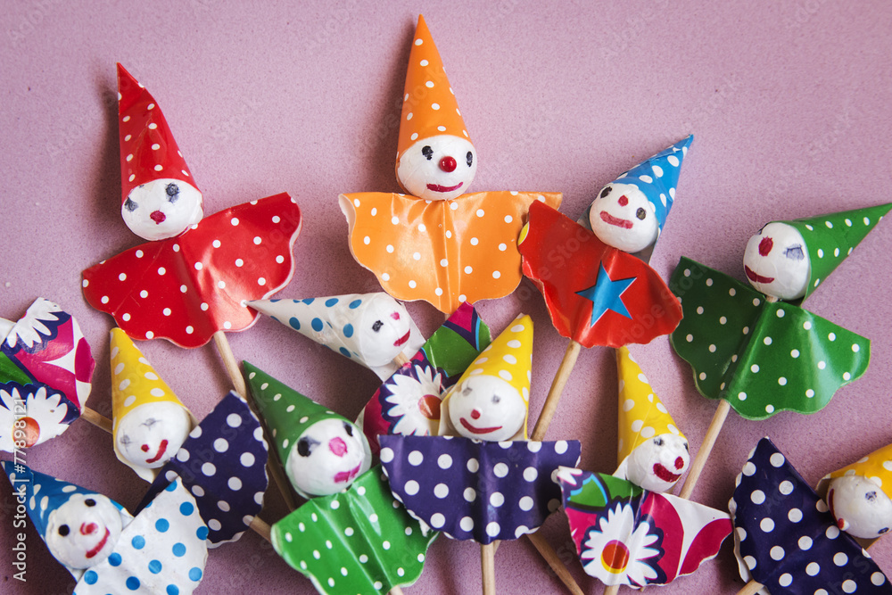 Colorfu paperl clowns for a party