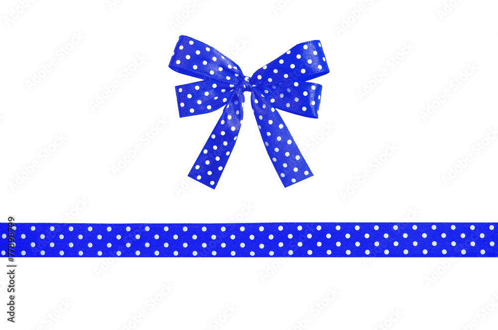 Realistic blue ribbon and bow with tails.Isolated Realistic blue ribbon and bow with tails.Isolated