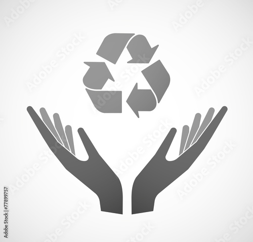 Two hands offering a recycle sign