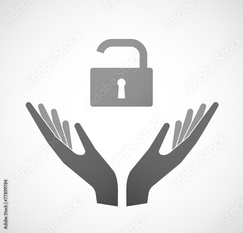 Two hands offering a lock pad