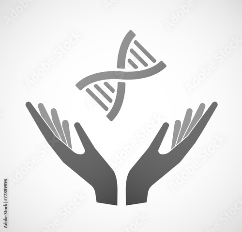 Two hands offering a DNA sign