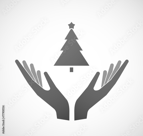 Two hands offering a christmas tree