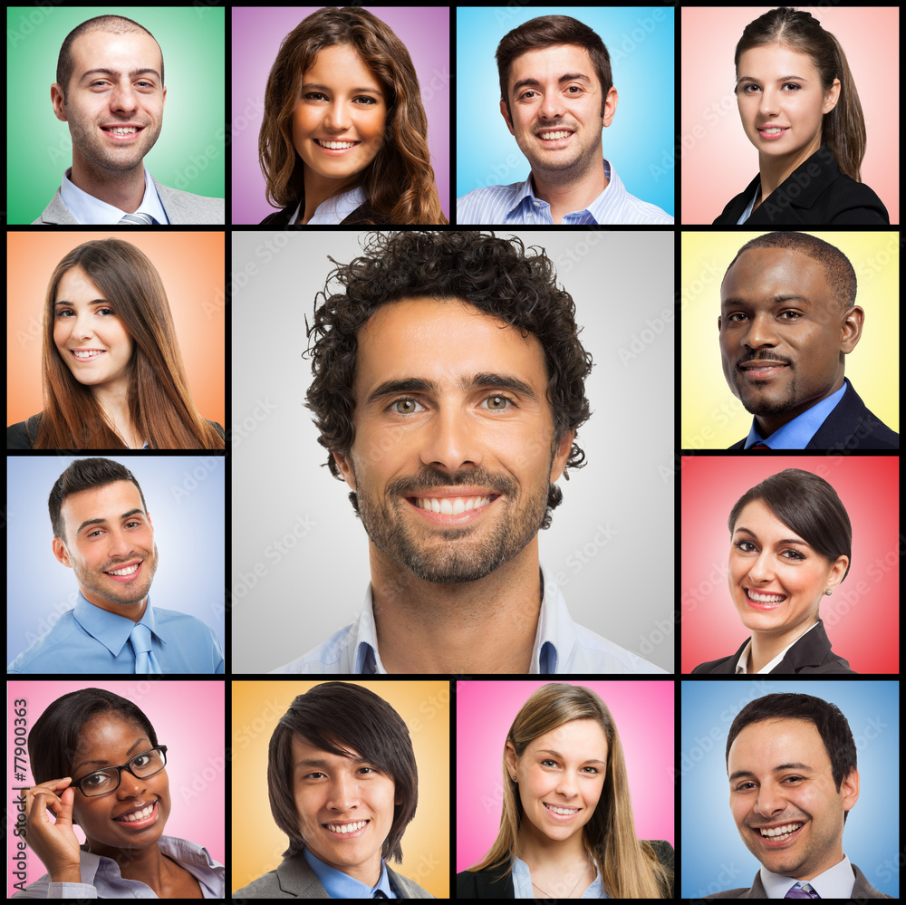 Smiling people faces