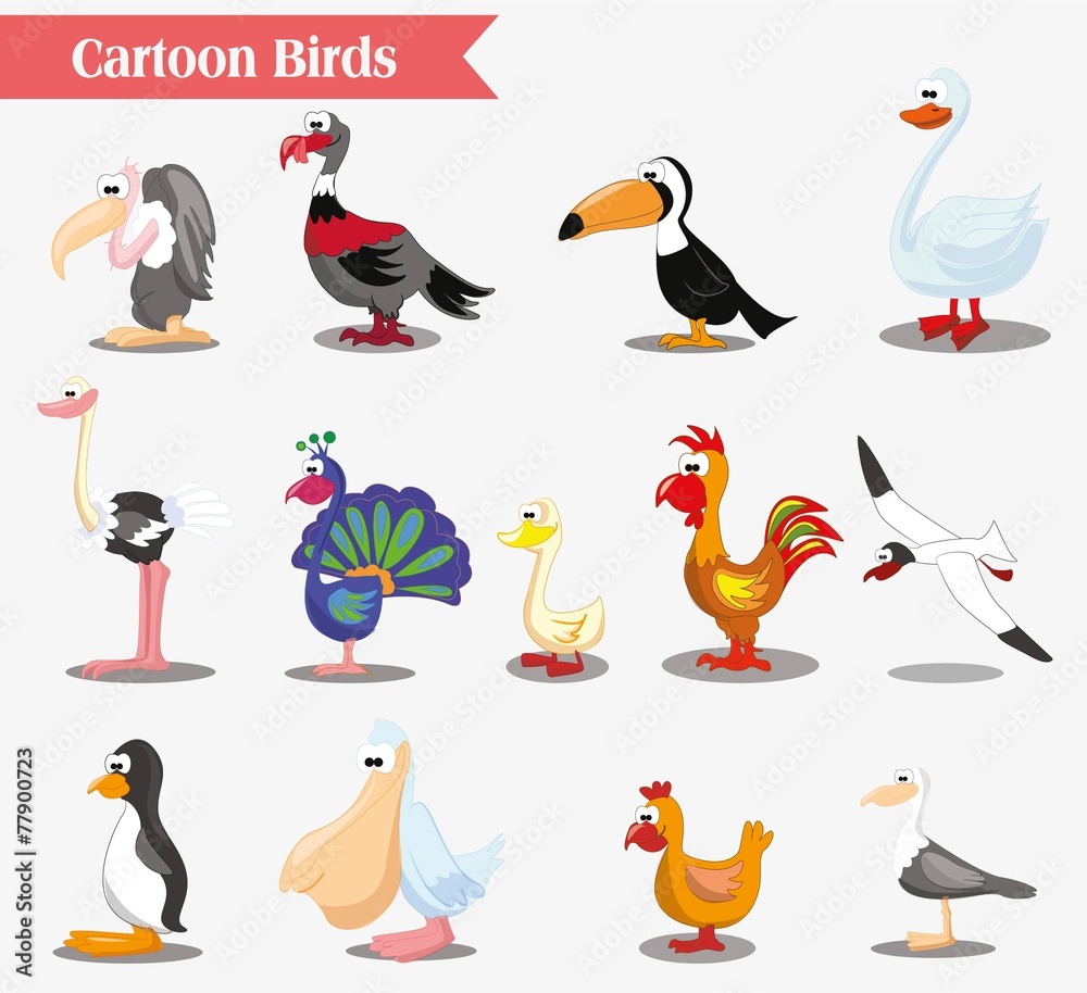 Obraz premium Супер набор милые птицы мультфильмов