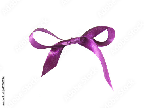 Magenta (purple)fabric ribbon and bow. isolated