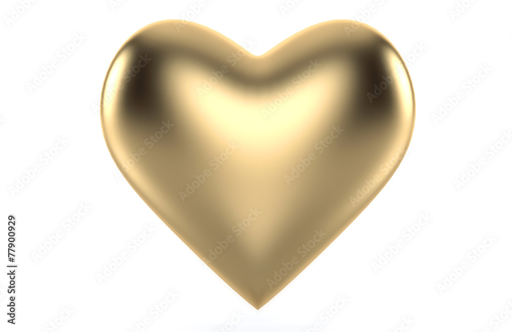 Golden heart isolated on white background