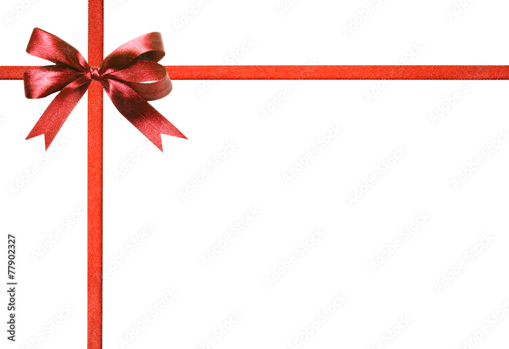 Red ribbon and bow.. Isolated on the white background Red ribbon and bow.. Isolated on the white background