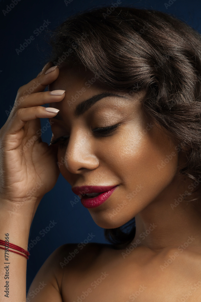 black girl with beautiful hair and make-up