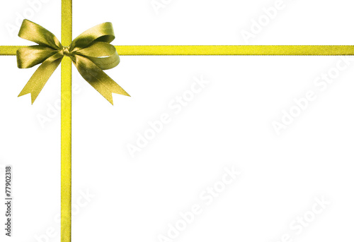 Yellow ribbon. Isolated on the white background