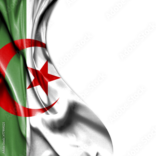 Fototapeta Naklejka Na Ścianę i Meble -  Algeria waving satin flag isolated on white background