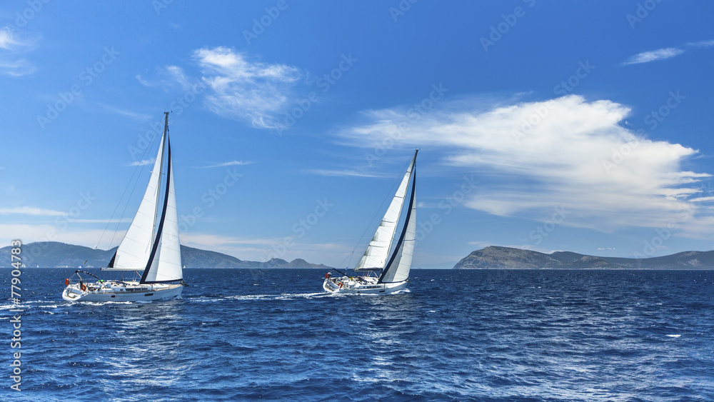 Sailboats in sailing regatta. Sailing.