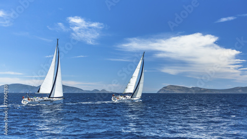 Sailboats in sailing regatta. Sailing.