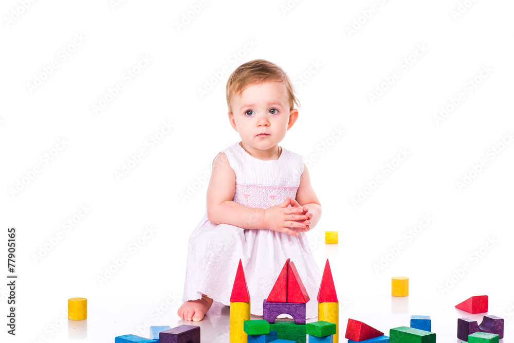 Beautiful baby building with cubes Beautiful baby building with cubes