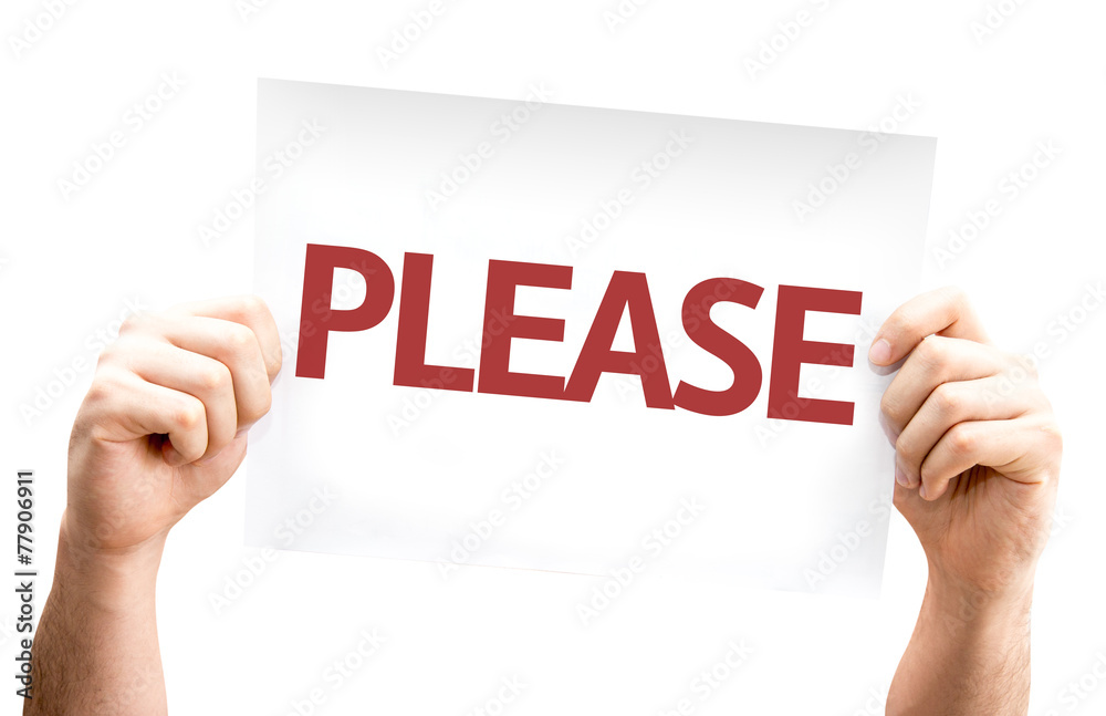Please card isolated on white background Please card isolated on white background